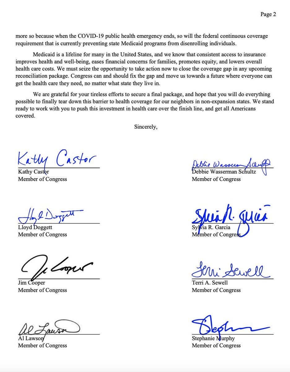 covertexasnow's tweet photo. Great letter by @RepLloydDoggett @RepSylviaGarcia @RepEBJ @RepVeasey @Castro4Congress &amp; others!

In negotiations with Manchin, let's ensure the reconciliation bill closes the health coverage gap in Texas &amp; other states that are blocking Medicaid expansion!

(More signatures in🧵) https://t.co/suaJ4W9K9V