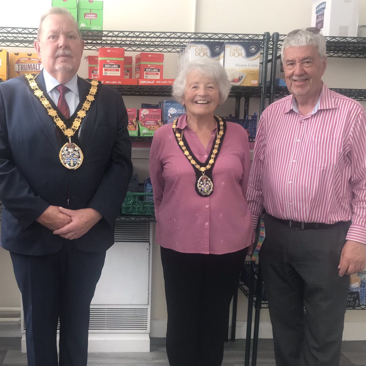 FundraisingWest's tweet photo. Wonderful to show the Llanelli Town Mayor @CllrPTWarlow and Cllr Janet Williams around the @FootholdCymru #CommunityFoodStore and other #FootholdCymru services today the #communityHub open day! #Charity #Wales #Carmarthenshire https://t.co/JKin18KDZj
