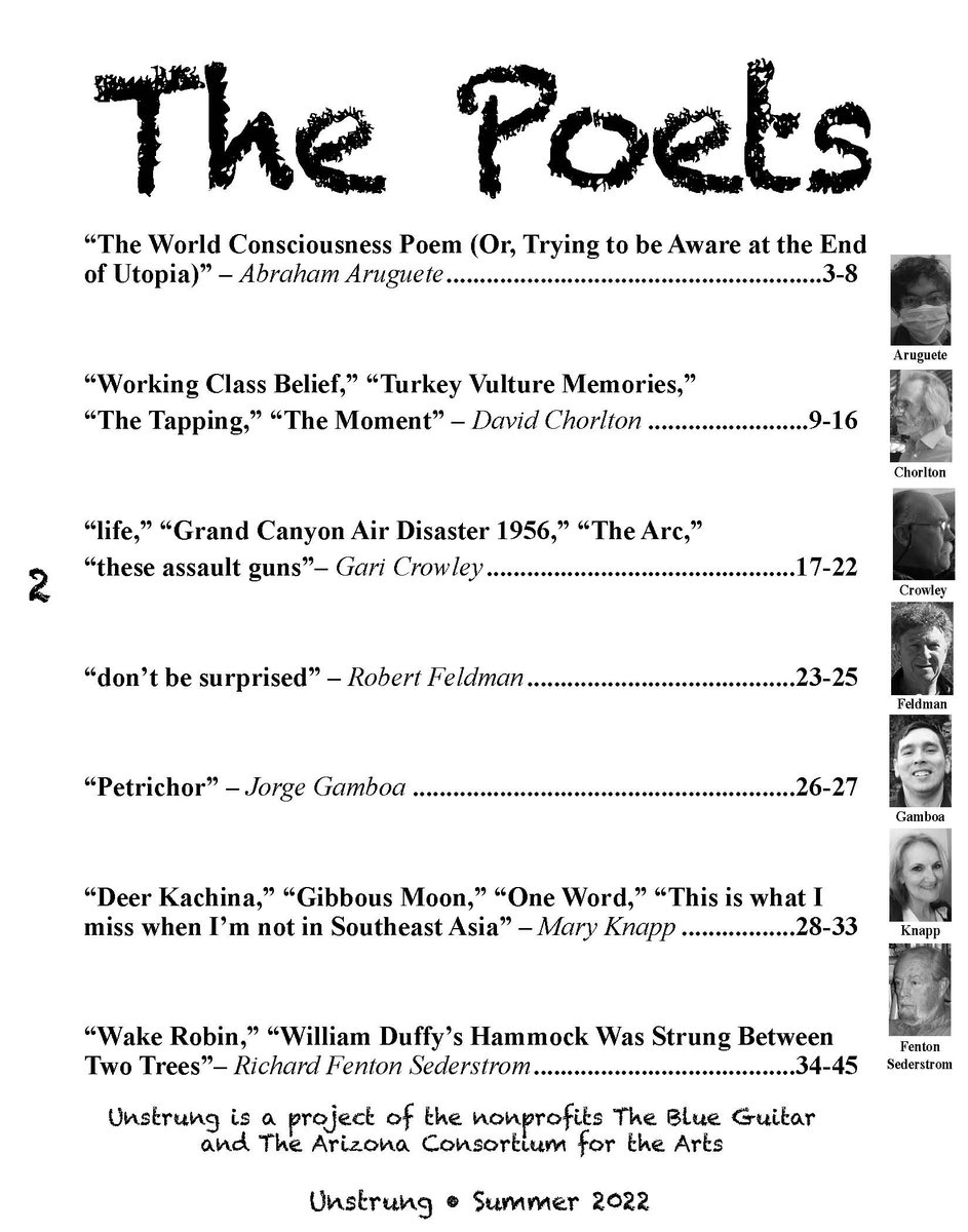 BlueGuitarMagAZ's tweet photo. Summer 2022 #Unstrung #poetry magazine featuring #Arizona poets is now available to download for free! Check us out! https://t.co/LDh0AfYjP8 https://t.co/pqEtjDxXIv
