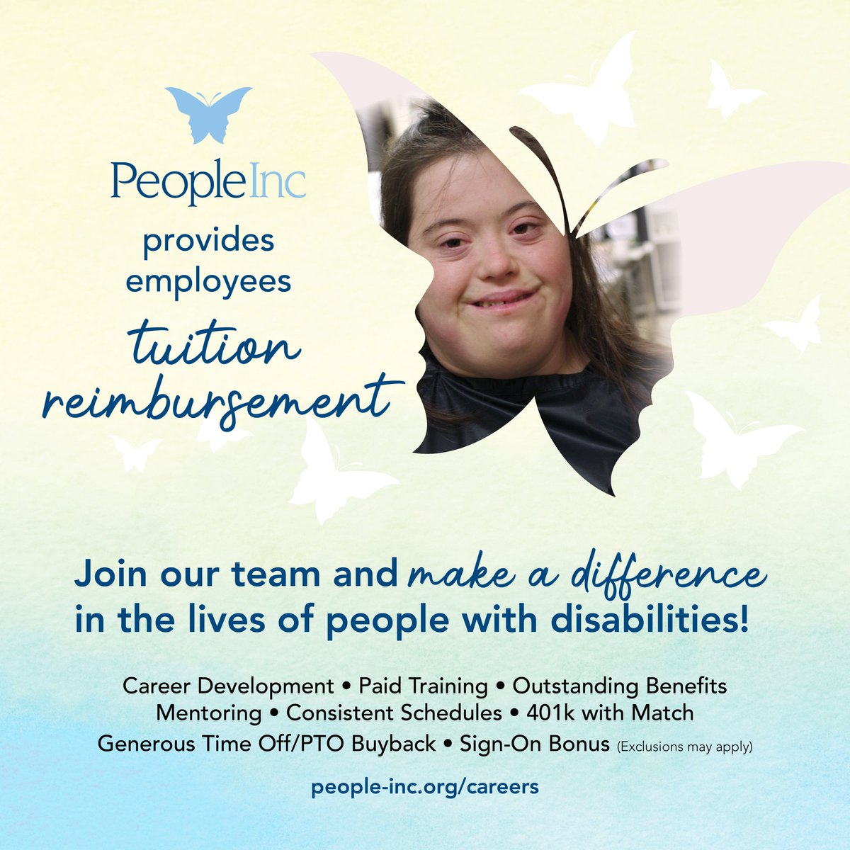peopleincnews's tweet photo. People Inc. supports the goals & dreams of people w/ developmental #disabilities + provides staff w/ paid training, tuition reimbursement + more. Apply: https://t.co/v7GXGI3m6n #hiringroc #hiringWNY #PeopleIncStrong #nowhiring #essentialemployer #WNYSouthtowns #PeopleIncJobs https://t.co/50PM9M7HQX