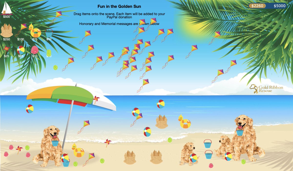 Our annual FIGS—Fun in the Golden Sun—fundraiser is live! All money raised supports medical and behavioral care for GRR Goldens in need. Head over to our website to place your kite or beach toy and contribute: grr-tx.com/beach/