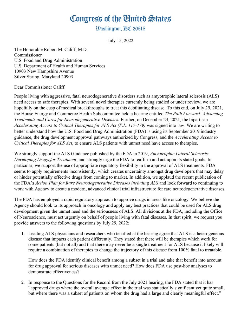 RepMikeQuigley's tweet photo. People living with aggressive, fatal neurodegenerative disorders like ALS need access to safe therapies. I'm proud to work with my colleagues on both sides of aisle to urge the FDA to work more quickly to approve life saving treatments.

Read our letter below: https://t.co/2J38wiATkh