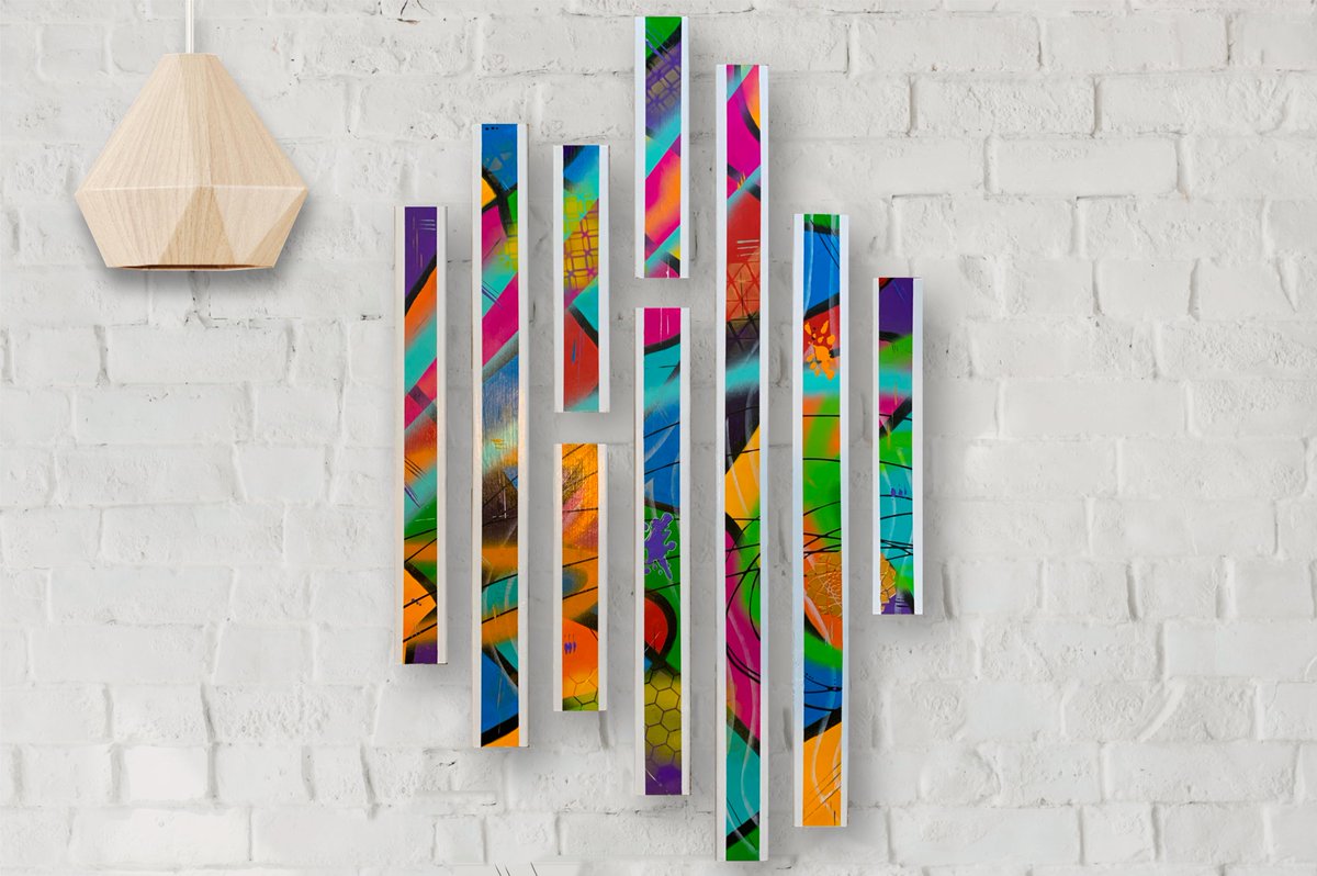 colourrush's tweet photo. 🚨🚨🚨NEW ARTWORK ALERT!

Graffiti Straits; a super bold colourful nine piece artwork on chunky wood

Available at: https://t.co/WOdiuVj6Cw

#art #artist #abstract #abstractart #acrylicpainting #canvas #canvaspainting #colourful
#graffiti #splash #sprayart #spray #woodwork https://t.co/OiZEszht1y
