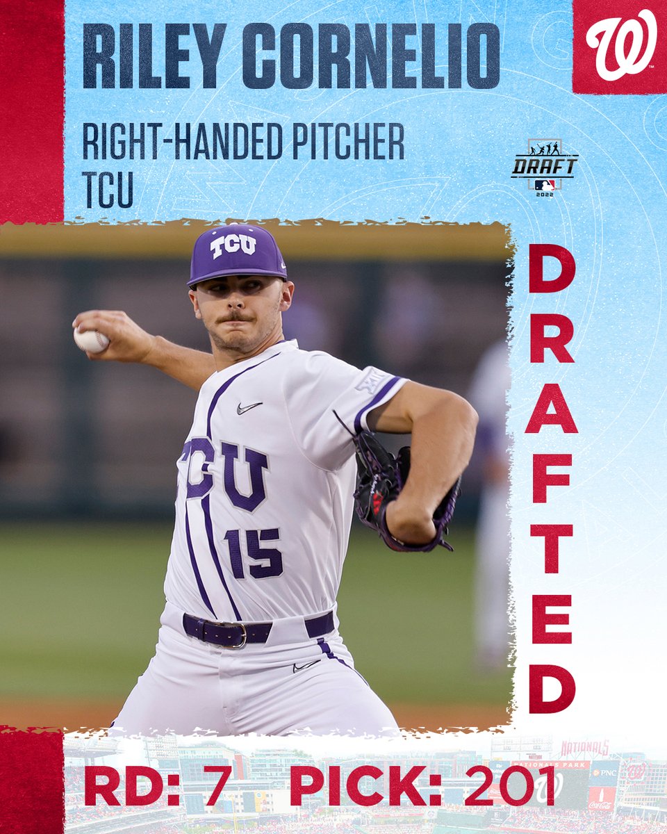 Nationals's tweet photo. With the 201st pick in the 2022 @MLBDraft, the Washington Nationals select…

Riley Cornelio – RHP (TCU)

#NATITUDE https://t.co/TLFUfxLaNp