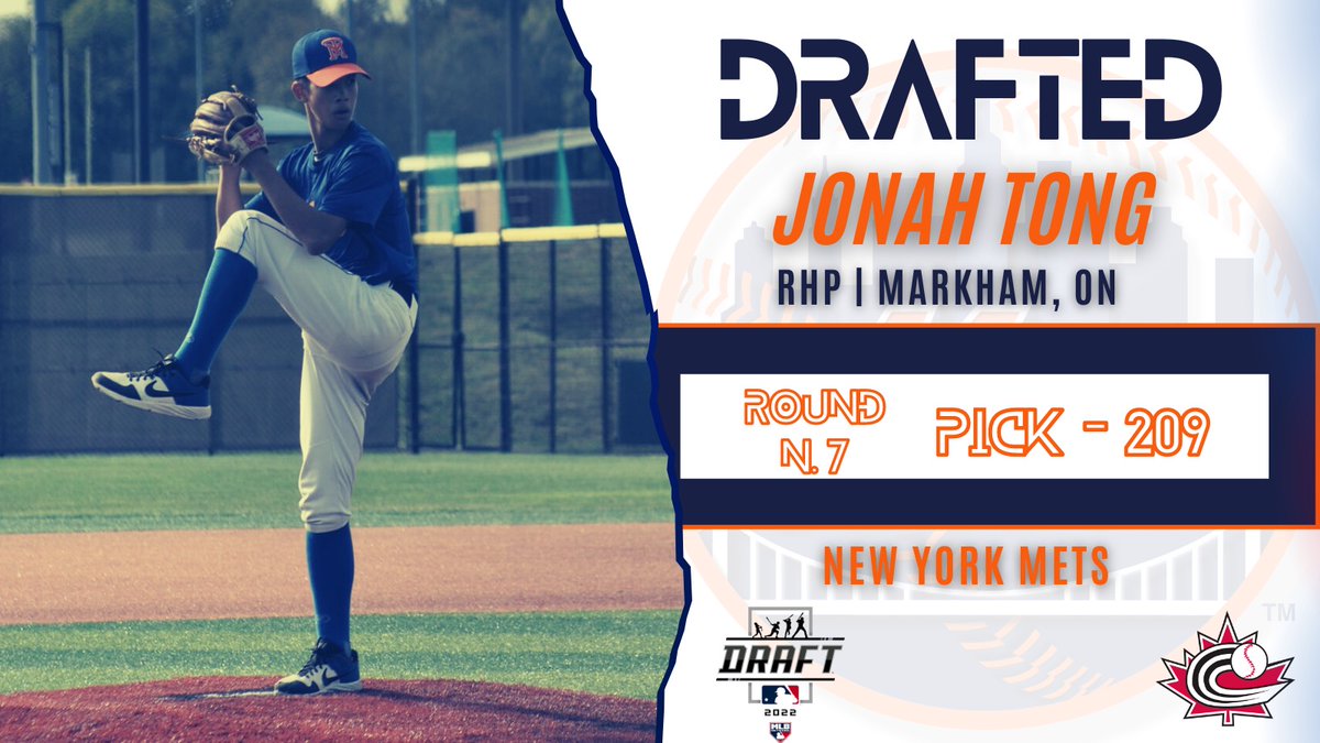 Congrats to Markham, Ontario's Jonah Tong, selected by the New York Mets in the 7th round of the #MLBDraft!