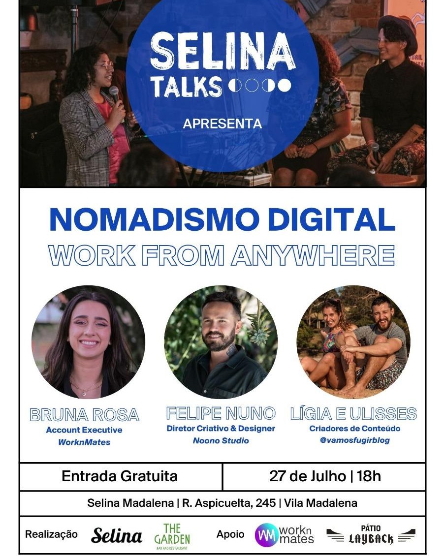 ¡Llamando a las organizaciones que creen en la flexibilidad laboral!  En Jul. 17 estaremos en Selina Talks junto a nuestra Account Executive Bruna Peter Rosa. ¡Un encuentro imperdible!

#Brasil #WorkFromAnywhere #DigitalNomad #HybridWorkingModel