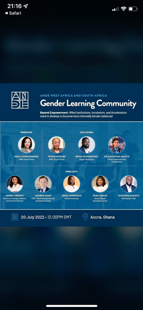 RukaSanusi's tweet photo. Super excited to be participating and speaking at @ANDEWestAfrica's regional conference #ANDEWestAfrica2022! Join us as we discuss, share &amp; learn as a  community of development #entrepreneurs &amp; practitioners on, inter alia,  #gender inclusion &amp; #climate adaptation. See you there! https://t.co/9L40sUka7i