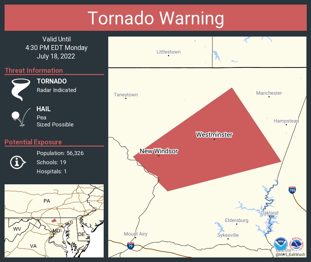 NWS Tornado on Twitter "Tornado Warning including Westminster MD and