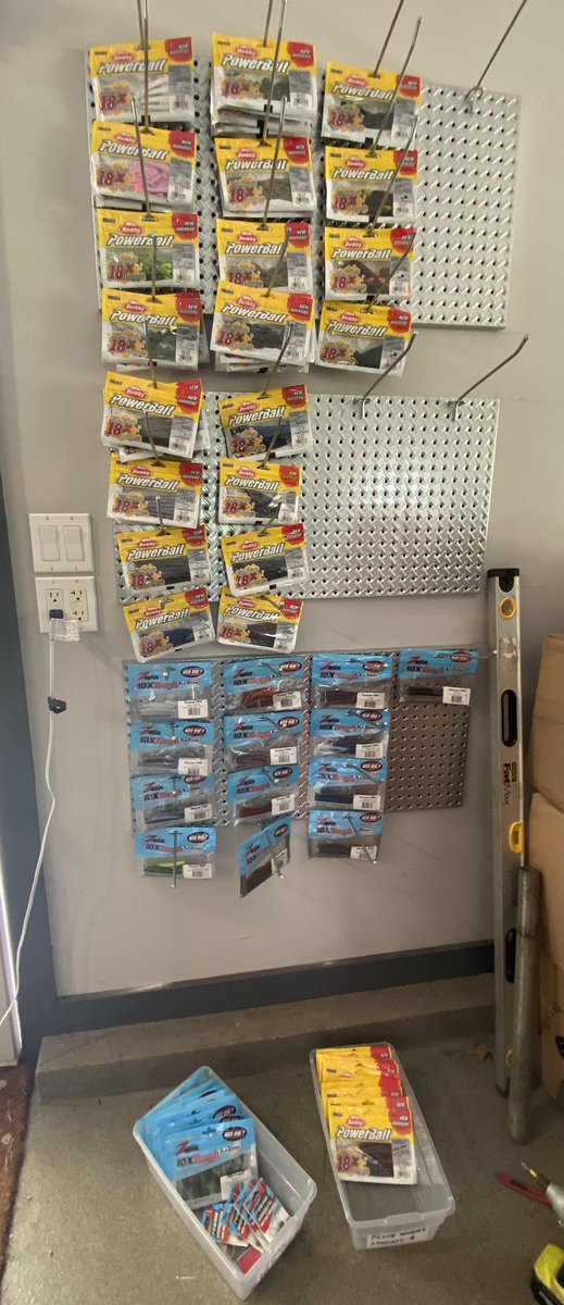 GrahamSlamFishn's tweet photo. Started working on more tackle organization for my soft plastics in my garage. I need them out of my bins so I can see everything I have, what I have lots of, what I need to stock up on… @fishnsave #tacklestorage #pegboard #bassfishing @BerkleyFishing @Zmanfishing https://t.co/A9VwBos7S9