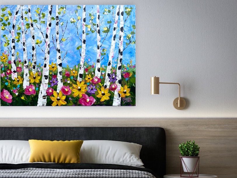“The singing trees”36x48”$2775
It’s that time of year when the forest comes to life in my backyard &amp; all the sounds of summer are in full swing. 
giselledenis.com/Portfolio/Pain…