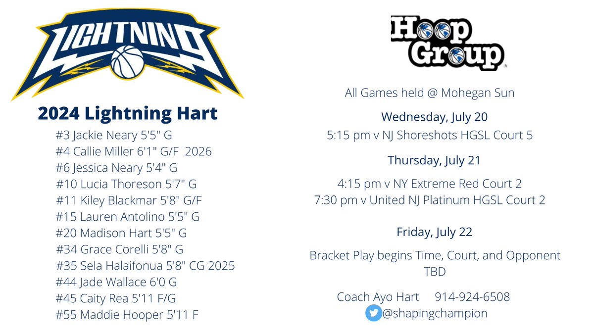 Coaches, we would love to have you courtside at our last tournament of the season. Our team has had a great run the first half of July, and we're looking to end the season strong <a href="/hgsl_girls/">Hoop Group Girls</a>! Academics ✅ Shooters ✅ Defenders ✅ Energy Givers ✅ Solid Citizens ✅ <a href="/BashHoopsNE/">Bash Hudson</a>