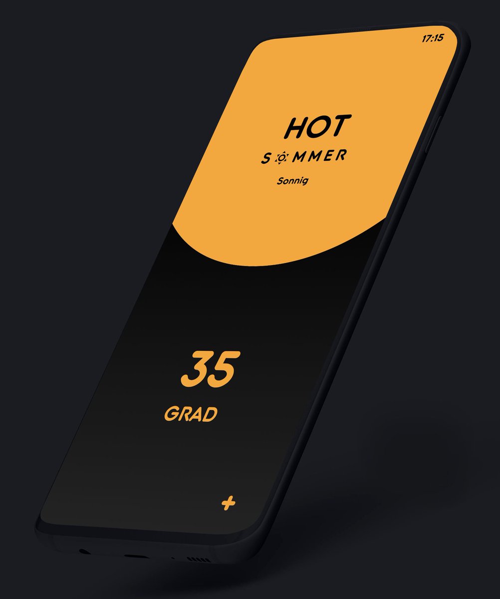 RheinlandMike's tweet photo. - Hot Summer -

Matching the hot weather, my "Hot Summer" Screen. 
Pretty simple in design, the top half is an oversized weather icon. https://t.co/Au42awx376