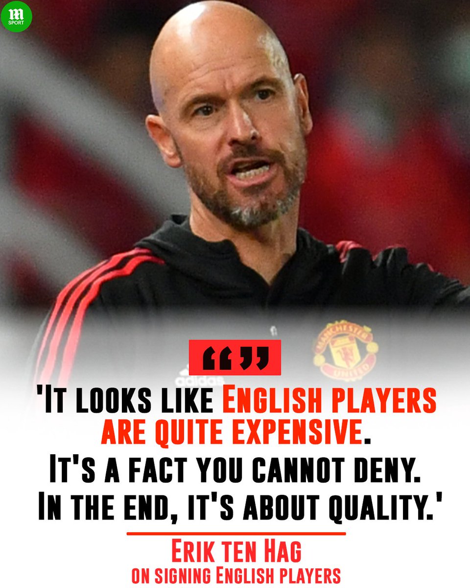 MailSport's tweet image. Erik ten Hag insists English players are too expensive to buy 🤑