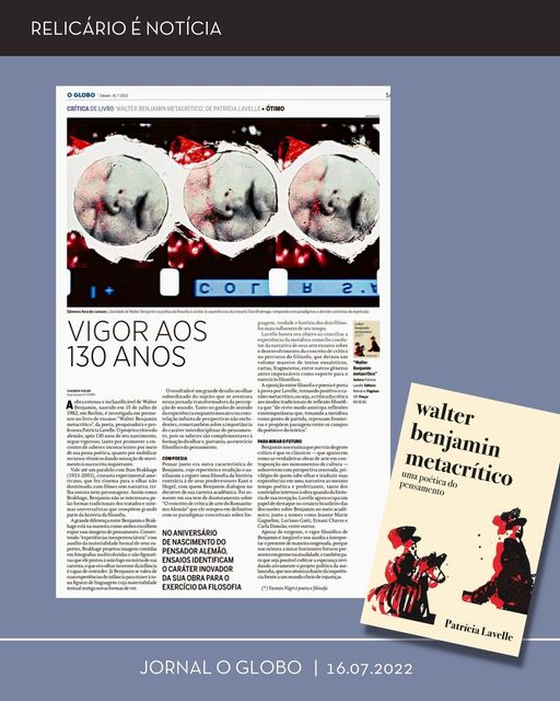 relicarioeds's tweet photo. Nas comemorações dos 130 anos do filósofo alemão Walter Benjamin, o O Globo publicou uma excelente resenha de Yasmin Nigri para o livro "Walter Benjamin metacrítico: uma poética do pensamento", de Patricia Lavelle.

Link: https://t.co/5MkTGHfE4R https://t.co/2h4gg4rgD2