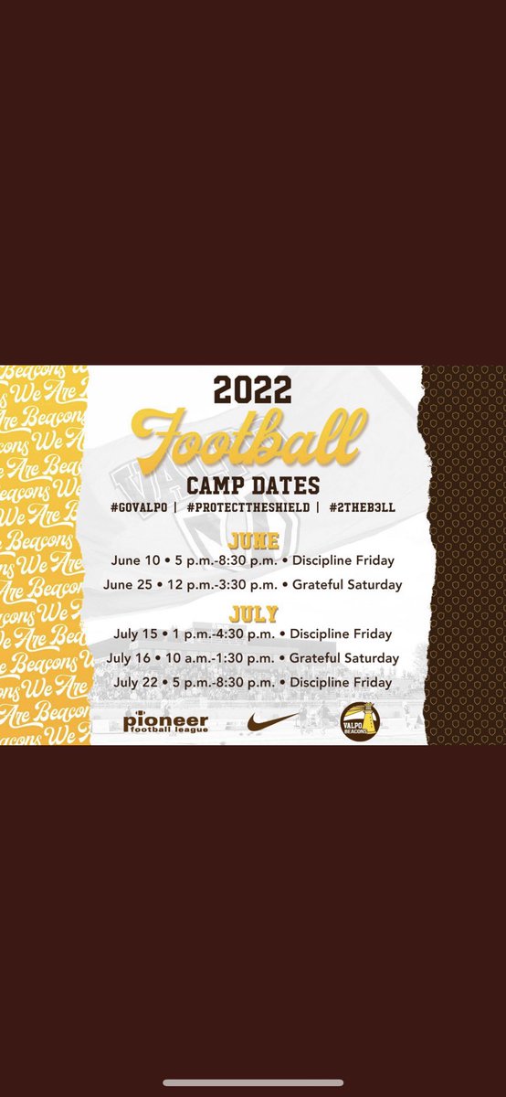 DMV, 757, NC and GA I want to see you guys on July 22nd!! Last camp opportunity here at Valpo!!