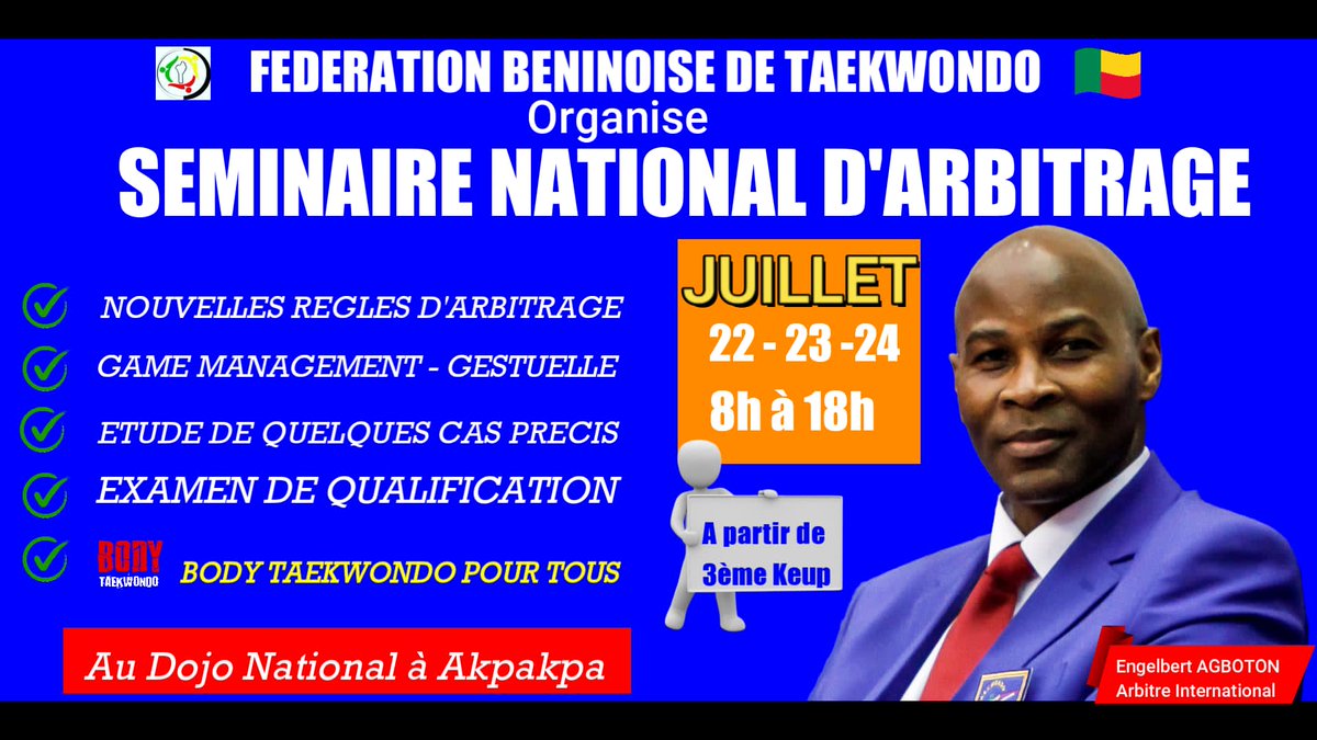 ❤️🥋Prenez le rendez vous chers Taekwondoïste de la clik Ceinture Noire 🤝🏾 🥋❤️ 🇧🇯 #FederationbeninoisedeTaekwondo