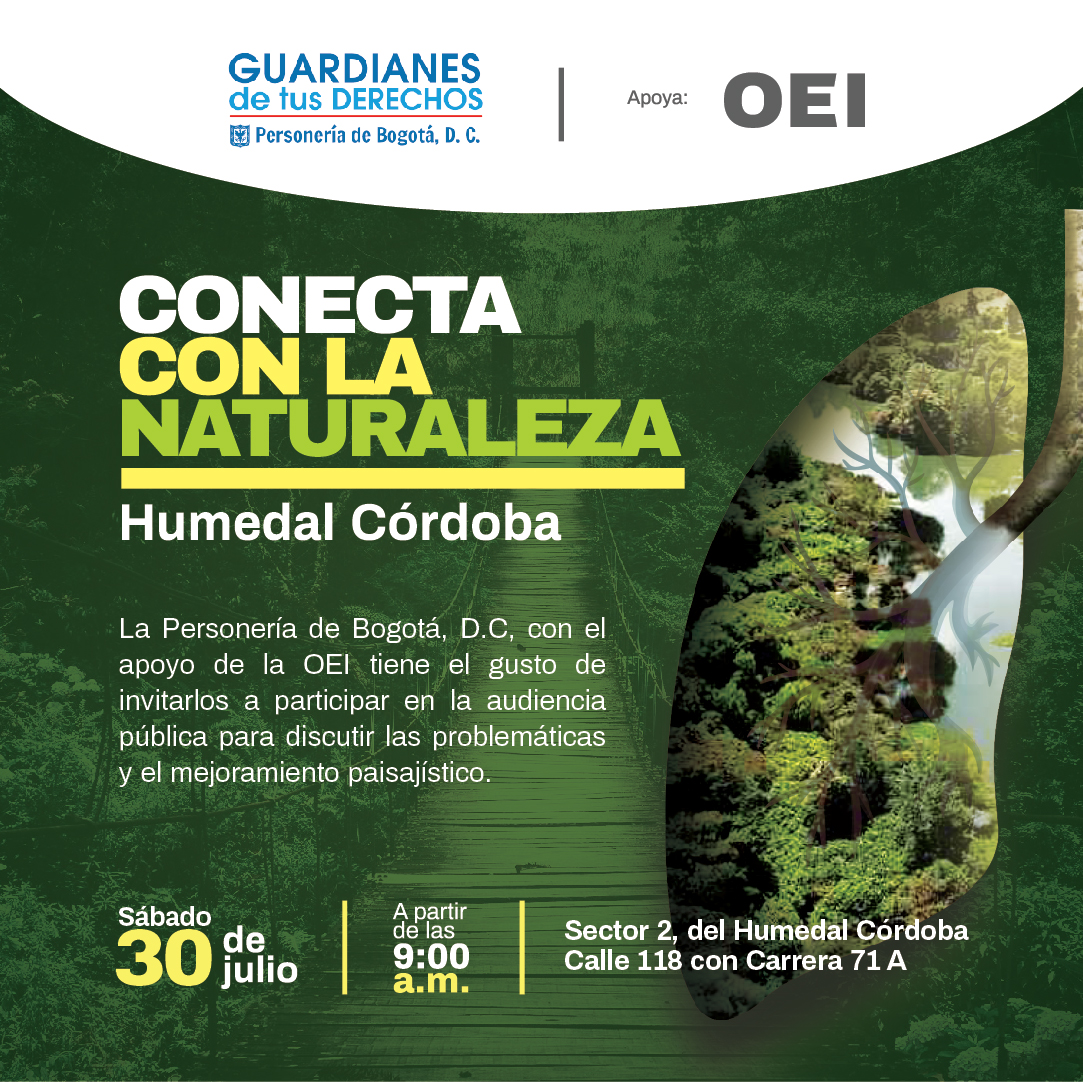 personeriabta's tweet photo. #ConectaConLaNaturaleza🌳 | Participa en la audiencia pública en la que se socializarán las acciones ante las problemáticas que desencadenó las obras de infraestructura que se adelantan en el #HumedalCórdoba.
¡Te esperamos!🍃
🗓30 de Julio
⏰9:00 a.m.
📍Calle 118 #71a https://t.co/bp660oQgiK