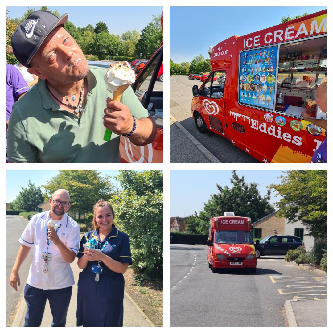 AMHU_doncaster's tweet photo. Huge thanks to Eddie's ice cream van for visiting us at at Adult Mental health unit this morning 🍦
Ice creams enjoyed all round @AMHU_doncaster #icecream #heatwave #knickerbockerglory #wardactivities https://t.co/Ot2QG4bVqL
