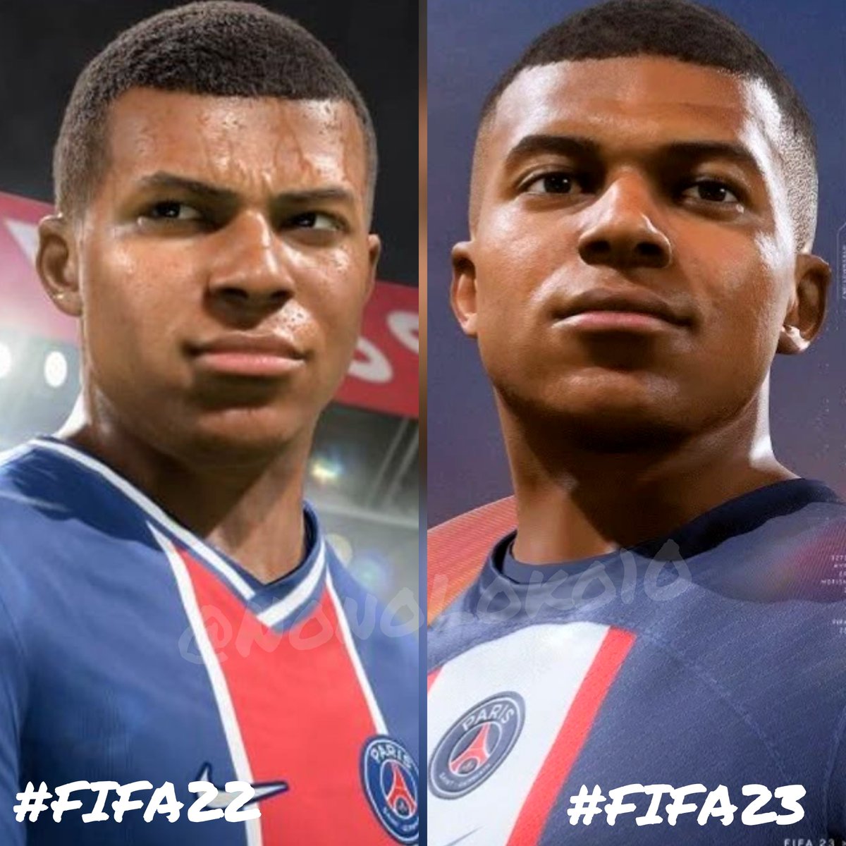 NonoLoko10's tweet photo. Se lo ve más parecido en el 23 no? 

🇫🇷 Mbappe #FIFA22 Vs. #FIFA23 https://t.co/7eBGBISRml