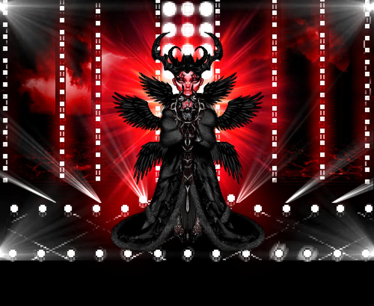 everskiesrace's tweet photo. ㅤㅤ✧ ،  NOW WALK, NOW WALK DARLING! ✧

✧ CATEGORY IS: NATIONAL COSTUME, traje típico de el monstruo asignado. ✧

She is the devil in disguise, miss @ESSebask is here! https://t.co/S75iZFfkbp