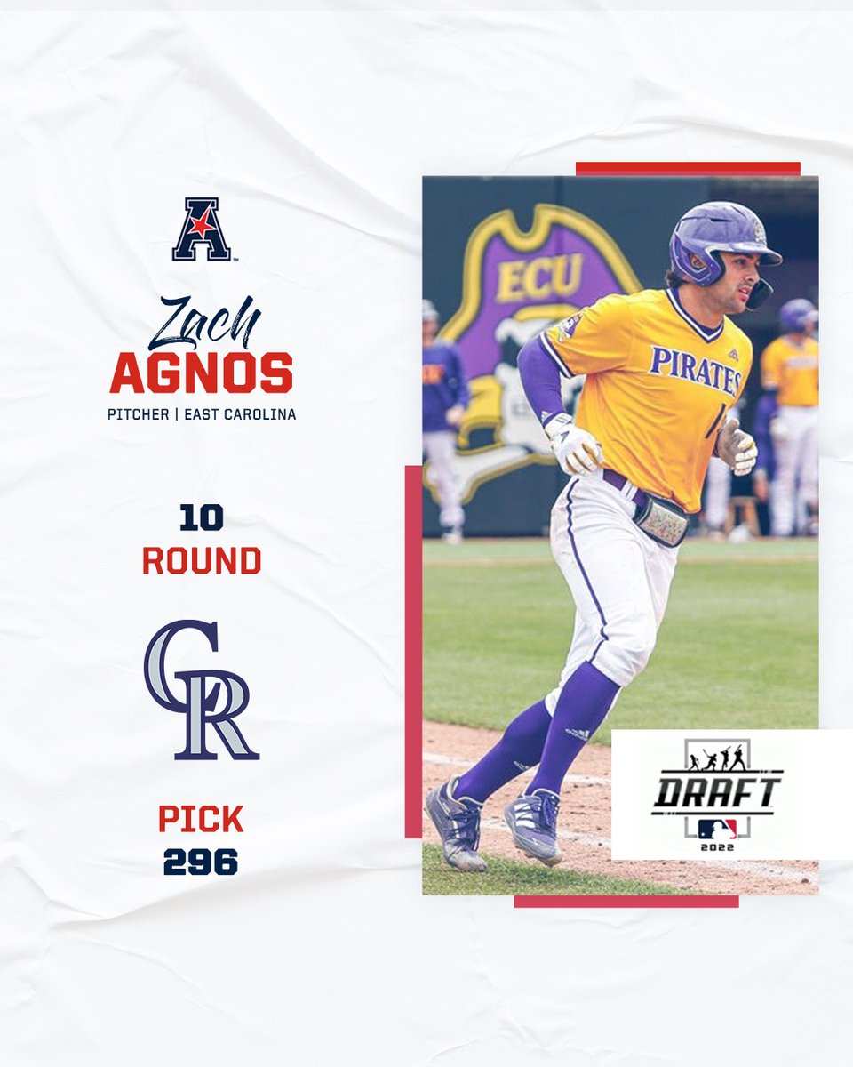 American_BSB's tweet photo. With the 296th pick, the @Rockies select @ECUBaseball pitcher @AgnosZach. https://t.co/lQAJgMPqm5