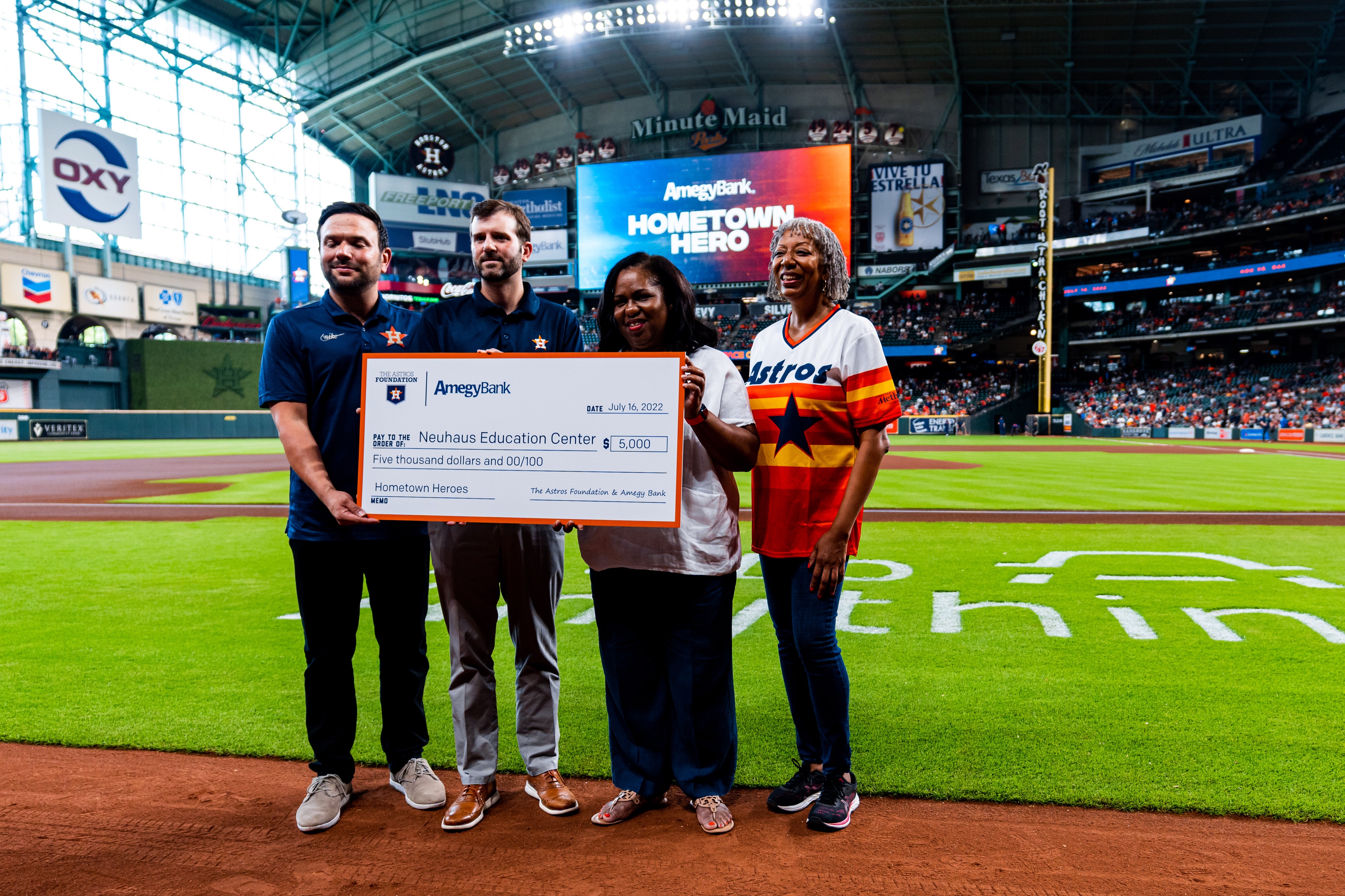 Houston Astros on X: Neuhaus Education Center was honored at Saturday  night's game as July's Hometown Hero! Stay tuned for August's @AmegyBank  Hometown Heroes poll.  / X