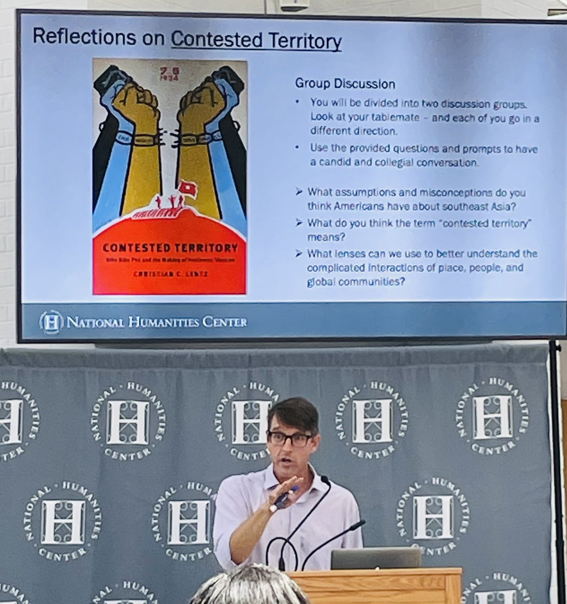 Just finished the first day of the “Contested Territory” institute at the National Humanities Center with excellent sessions on “Reframing Southeast Asia” by Morgan Pitelka of UNC and “How Did We Get Here? 1945-1975” by Anne Foster of Indiana State. #natlhumanities #humanities