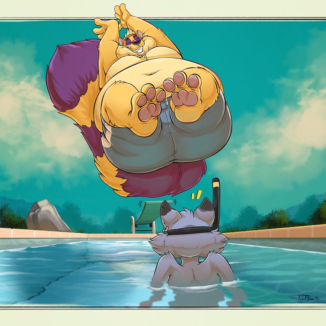 Teaselbone's tweet photo. Happy Bday @RaccoonDrew ! Bout to need to refill the pool o.o https://t.co/kqveXfmWUB