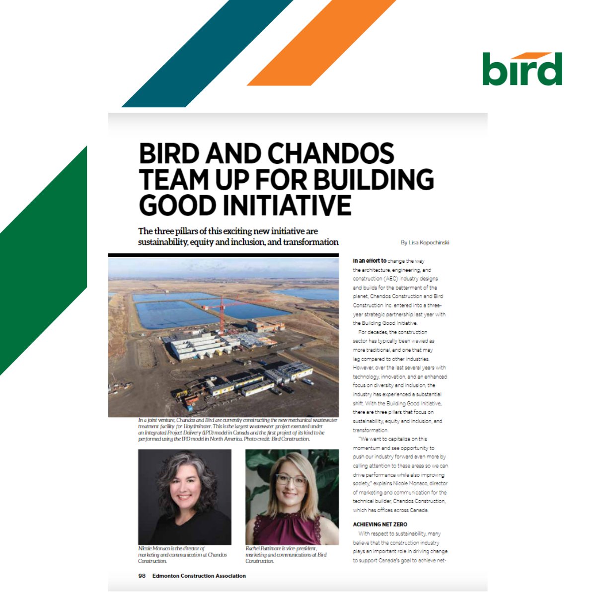 builtbybird's tweet photo. Our strategic partnership for Building Good with @ChandosLTD and its commitment to drive positive change in the AEC industry was featured in the latest @ECAbuildsYEG's magazine Breaking Ground. Read here: https://t.co/1jc7NWjO6c
#OurBestBuildYet #Chandos #BuildingGood https://t.co/FewMCwk7bm