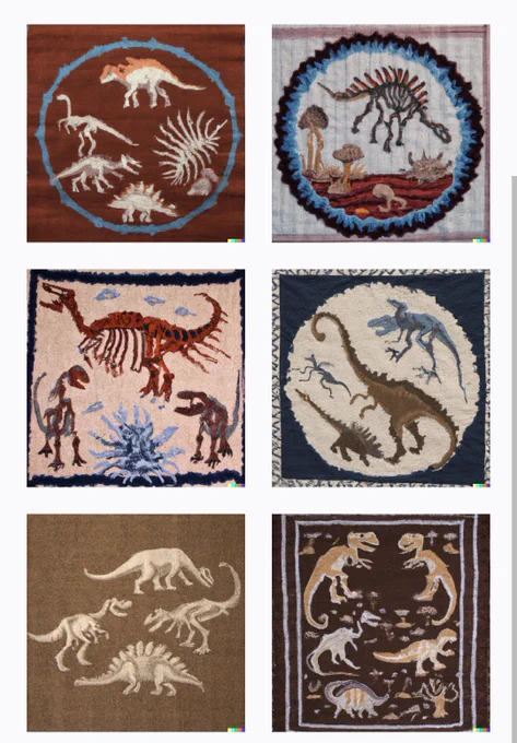 Dinosaur fossils embroidered tapestry #dalle2 