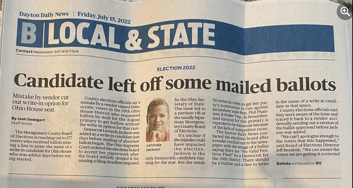 GritandGrace4Me's tweet photo. Ohio - House District 39 voters:

Democrat Leronda Jackson was left off mail in ballots and needs  at least 50 write-in votes to qualify to be on the November ballot!  

Please get out and vote for her as a write in!  
@leronda_jackson 
@nanwhaley 
@daytondailynews https://t.co/YLFM8Jq9Jj