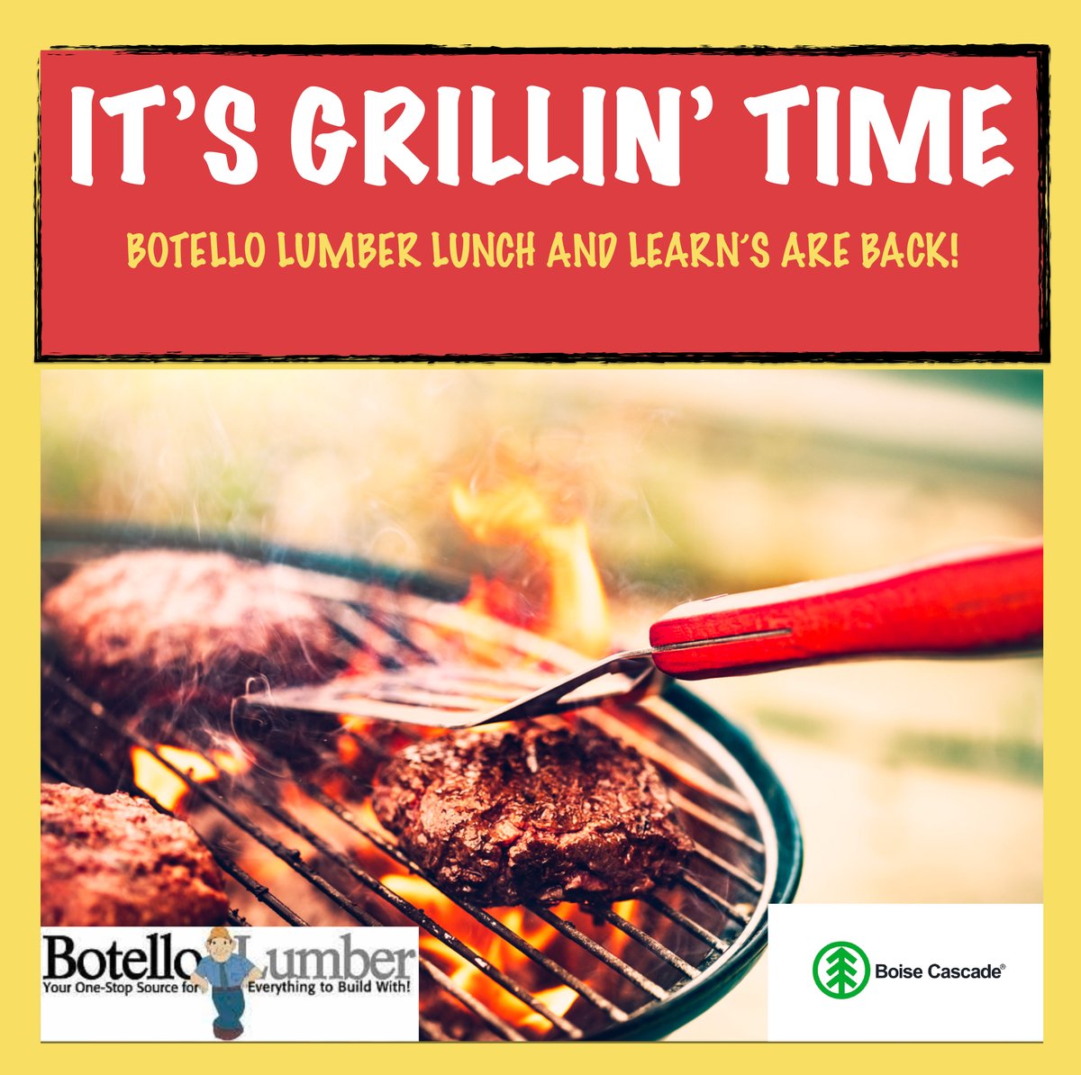 ATTENTION CONTRACTORS!!!! Join Botello's &amp; Boise Cascade for Lunch-N-Learn • Friday July 22nd 11am-2pm. Learn about NEW &amp; EXCITING PRODUCTS. Boise trailer will be on site to explore new ideas to help us help you.....Contractor raffles throughout the day!!!
#contractor, #building