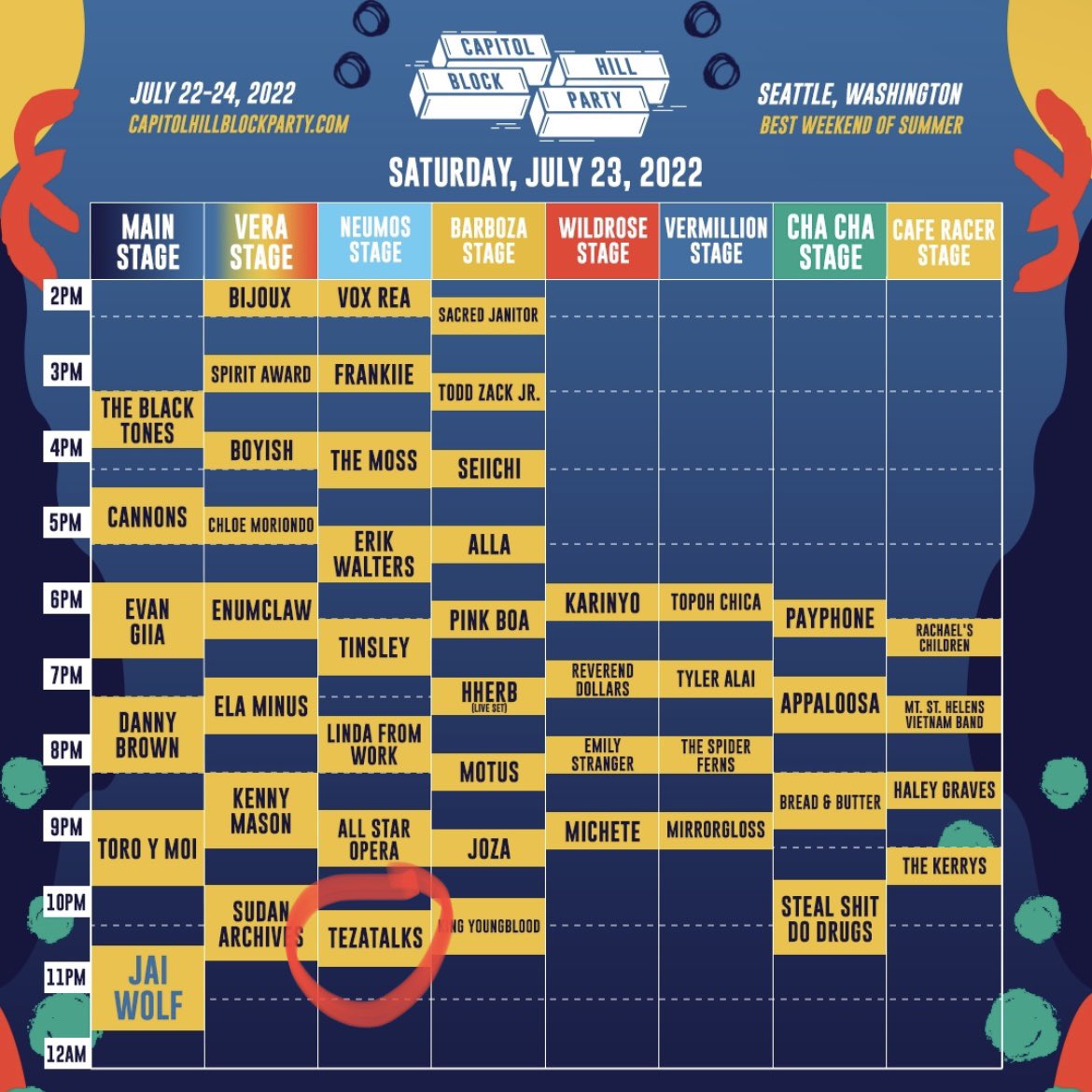 reporting live from my bed - capitol hill block party is this week and i’m screaming and shaking i’m so excited. 

i’ve been waiting to be a part of this festival for 3 years and now you’ll see our art bigger than it’s ever been seen before 💓  will be VJing at these sets!