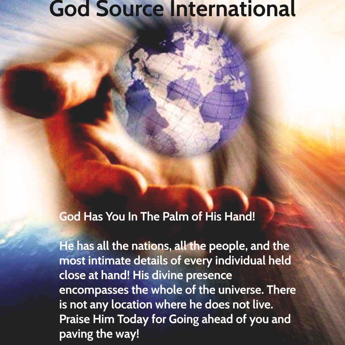 _kariwhite_'s tweet photo. #God Has You In The #Palm of #His #Hand! He has all the #nations, all the #people, &amp; the most #intimate #details of every #individual #close at his #hand. His #Divine #Presence #Encompasses the #Whole of the #Universe. #Praise His #Name! #Jesus #HolySpirit #GodMorningMonday #JOY https://t.co/1Oo0wQnYHB