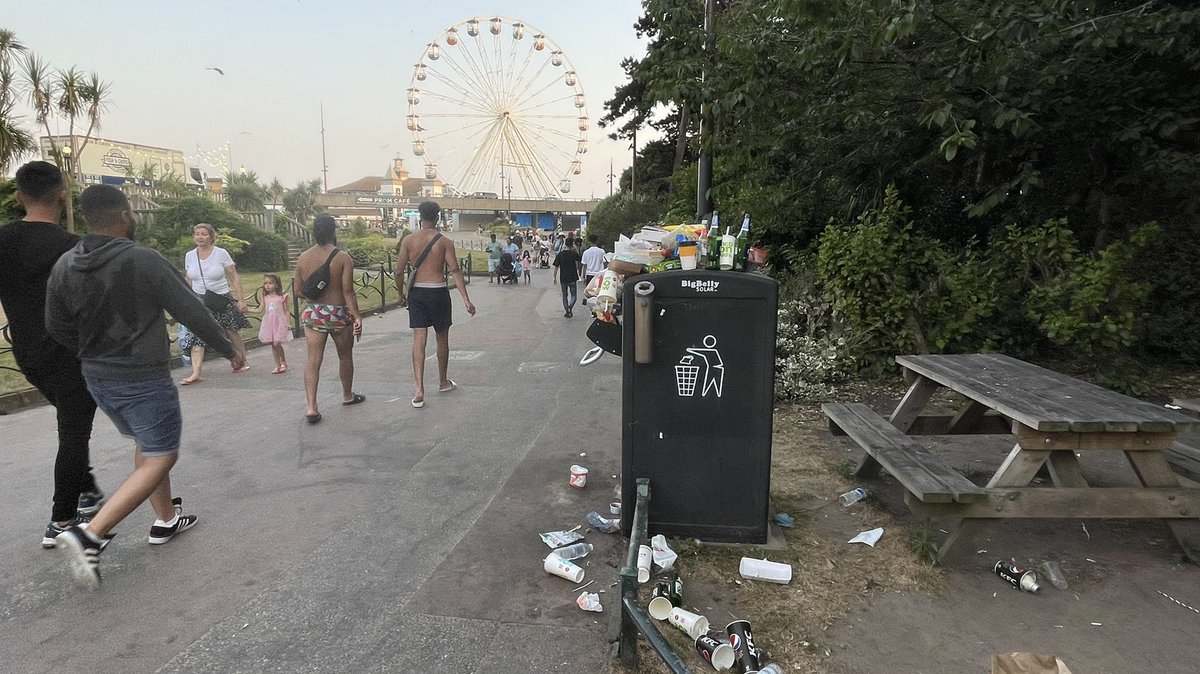 <a href="/BBCSouthNews/">BBC Hampshire & Isle of Wight</a> <a href="/WendyCherries/">Wenders</a> Monday night #Bournemouth #Litter #LowerGardens To be honest the town is inundated. Too many people for the council to cope.  Some visitors couldn’t give a s*d. Locals are appalled at how they trash the town. Cars on double yellow lines, and pavement parked everywhere.