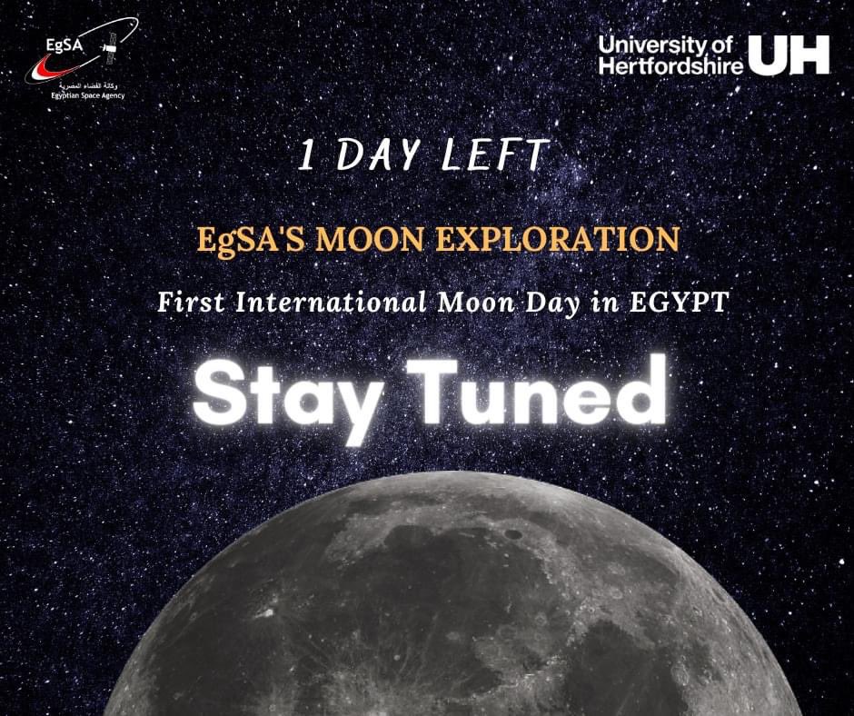 1 day left for the international moon day (IMD) event "EgSA’s Moon Exploration”.  🌑🚀We can't wait to see everyone at the event

<a href="/IntlMoonDay/">International Moon Day</a> 

#IMD2022
#moonday
