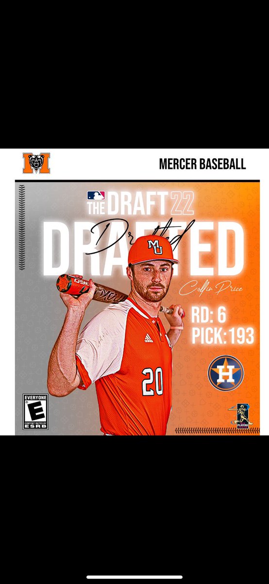 Mercer Bears (@mercerbears) on Twitter photo Congratulations to <a href="/MercerBaseball/">Mercer Baseball</a>’s Collin Price on being selected by the Houston Astros in the sixth round of the 2022 MLB Draft‼️
#WinnersWin | #RoarTogether Congratulations to <a href="/MercerBaseball/">Mercer Baseball</a>’s Collin Price on being selected by the Houston Astros in the sixth round of the 2022 MLB Draft‼️
#WinnersWin | #RoarTogether