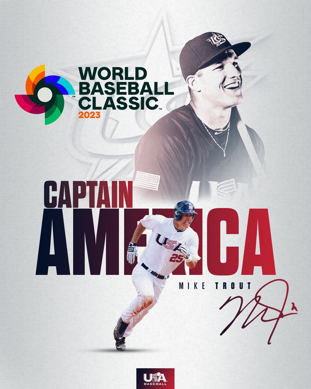 USA Baseball on X: Captain America: Mike Trout Coming #ForGlory🇺🇸 March  2023  / X