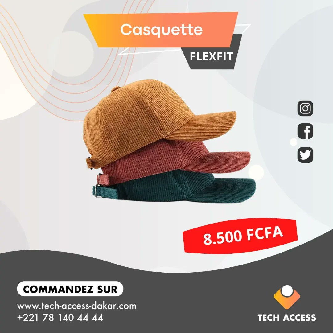 Tech Access Dakar on X: ❗Casquette Flexfit à 8.000 Fcfa ❗ 🔸️Des casquettes  en velour confortables et stylées. 🔸️Unisex ( homme / femme ) 🔸️toutes  les couleurs sont disponibles Commandez sur votre