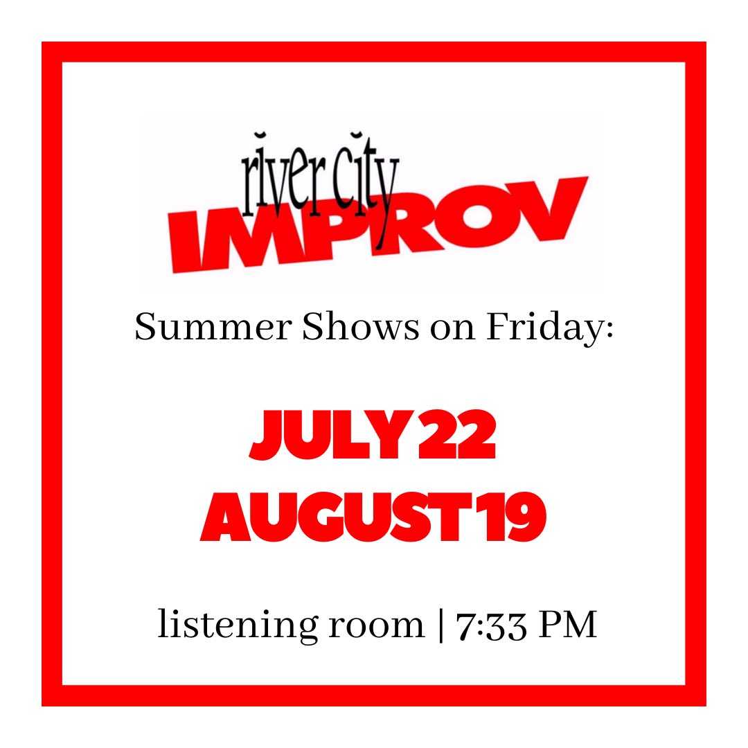 Hot town, summer in the city. Cool your heels with laughs this Friday night,  downtown #GrandRapids at the @listeningroomgr linktr.ee/rivercityimprov