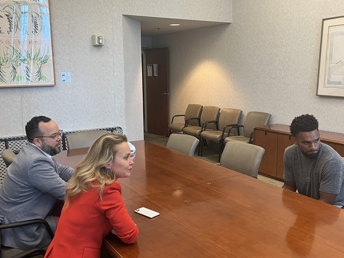 nick_underhill's tweet image. Chris Olave is at City Hall meeting with city officials about how he can make an impact in the community.