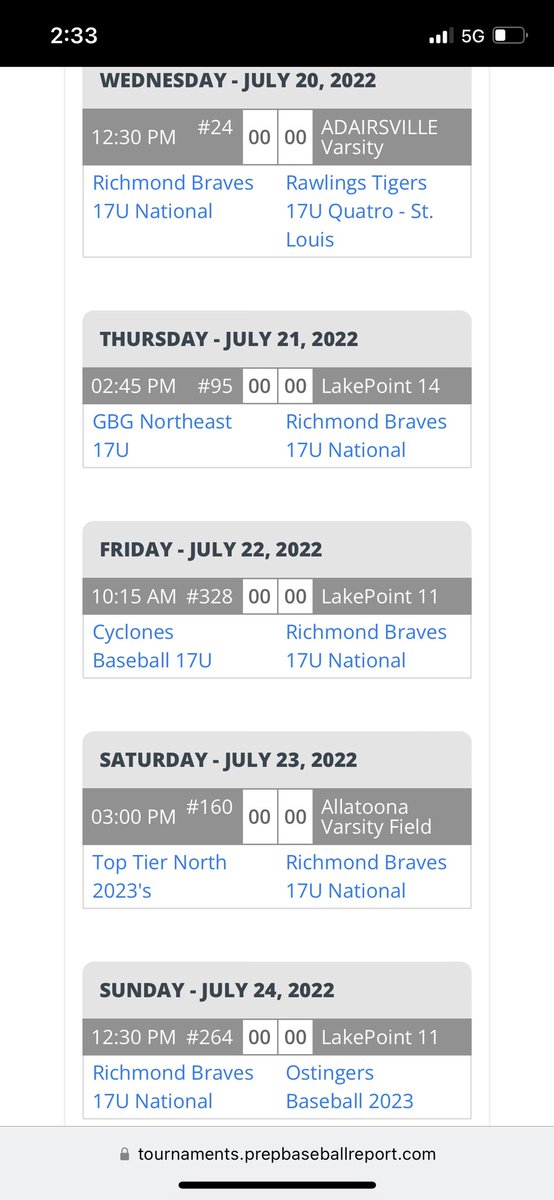 Pearson Ward (@pearsonward00) on Twitter photo This is my schedule for <a href="/prepbaseball/">Prep Baseball</a> National Championship at <a href="/LakePointSports/">LakePoint Sports</a> <a href="/RichmondBraves/">Richmond Braves</a> @PBRVirginiaDC This is my schedule for <a href="/prepbaseball/">Prep Baseball</a> National Championship at <a href="/LakePointSports/">LakePoint Sports</a> <a href="/RichmondBraves/">Richmond Braves</a> @PBRVirginiaDC