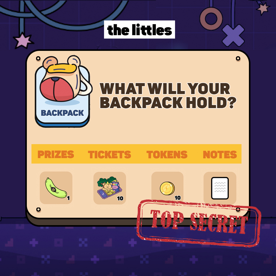 thelittlesnft's tweet photo. 🗒️TIDBITS #003

what’s in the backpack?

your backpack will hold all your little tings, treasures, tokens + tickets you will need during your adventures.

what will these items do? you’ll have to wait to find out! 
#letsplay #wethelittles https://t.co/XNgzFnSNR4