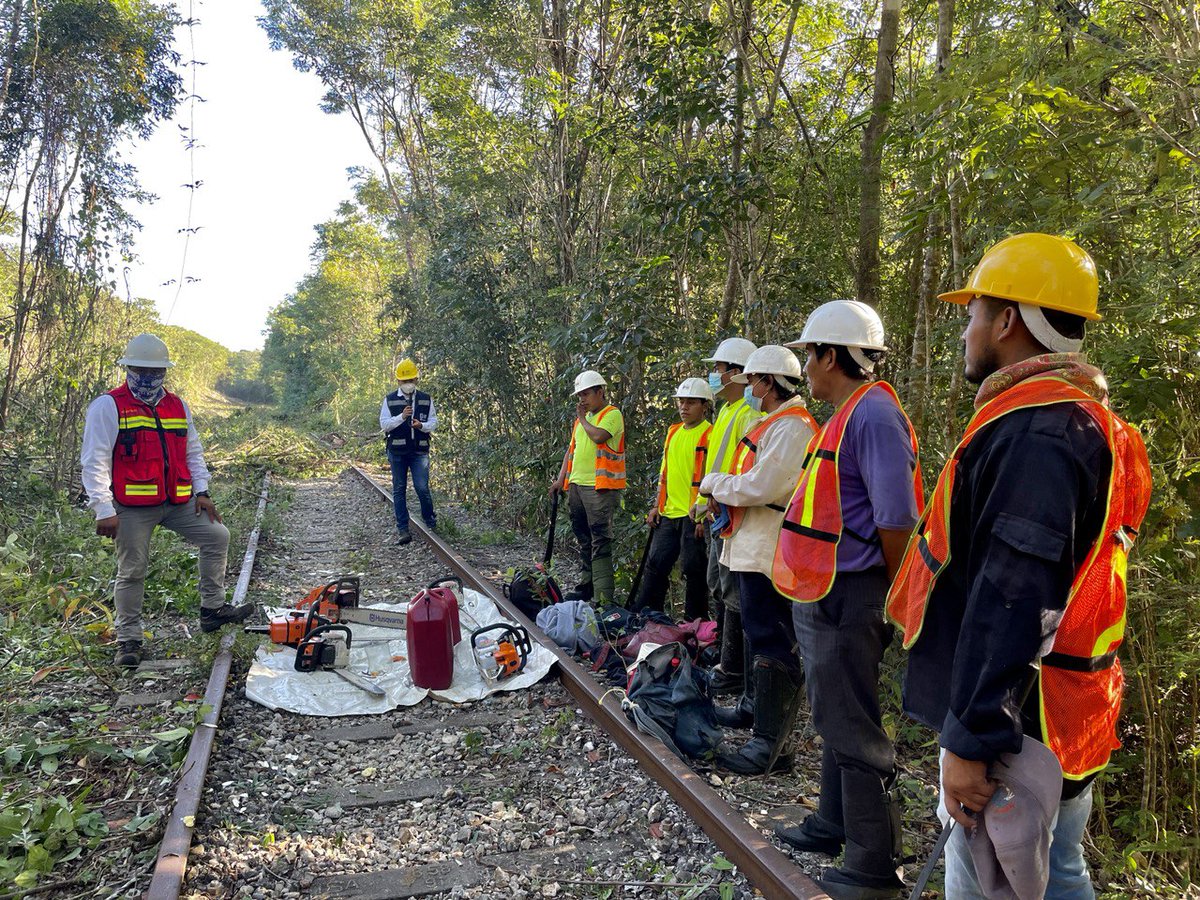 TrenMayaMX's tweet photo. ¿Sabías que…  en la mayor parte de los mil 554 kilómetros de ruta del Tren Maya ya había ferrocarril? Así es y para el paso del Tren Maya se está aprovechando esa antigua vía. #SúbeteAlTren https://t.co/lTfTpRxuSS