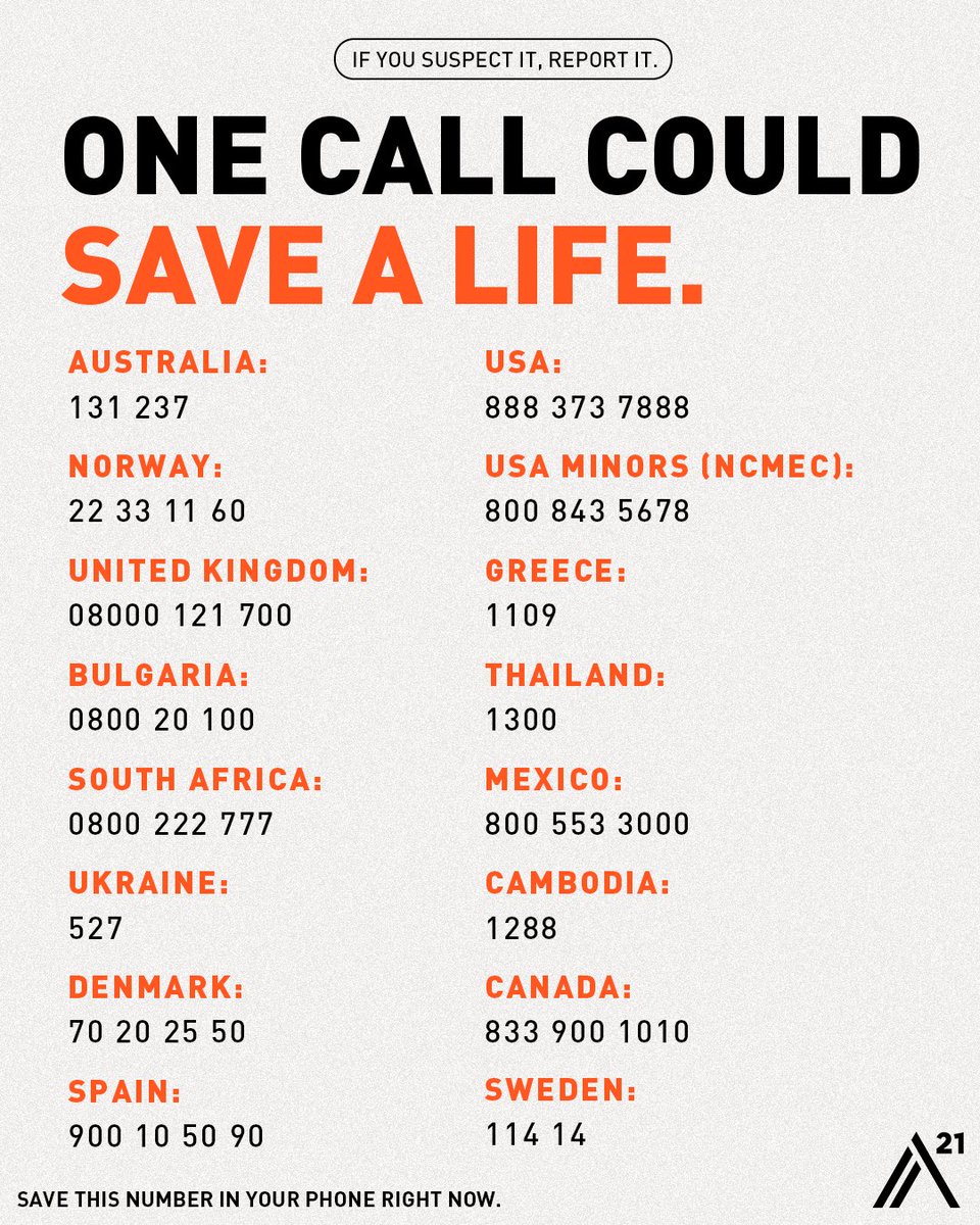 A21's tweet photo. P.S. Sign up to attend our Global Broadcast on July 30 to learn more about how our hotlines work and the best information to provide when making a report. https://t.co/fN0sYTkRAV https://t.co/zTKf1Wmx74