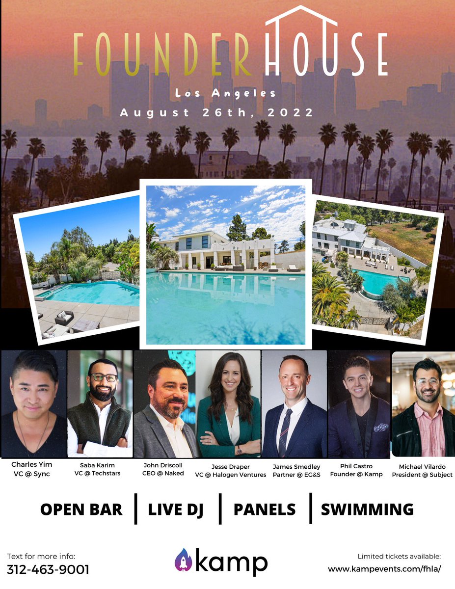 kampevents's tweet photo. we coming to LA with some heavy hitter speakers, swimming, DJ, open bar and a VIP dinner 🙀

Speakers: @charlesmyim @JesseDraper @sabakarimm @TheIconicJMS @chicagovilardo + more soon

tag some LA founders 👇🏻 👇🏻 👇🏻 #LAfounders #LAstartups https://t.co/w4r4mi5S7W