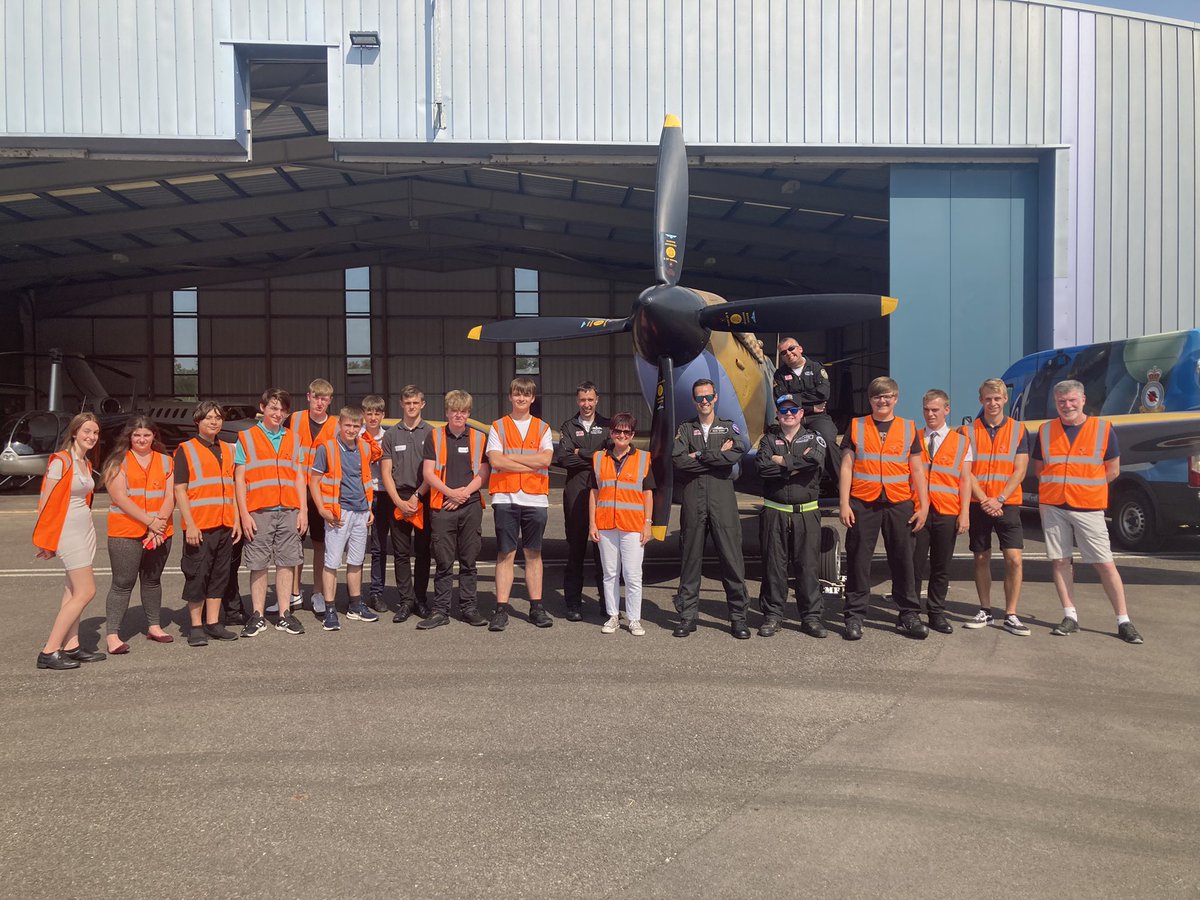 fly2help's tweet photo. Thank you so much to @RAFBBMF for your time today inspiring our Work Experience students from @berkeleygutc 
#nextgeneration #inspiration #Spitfire #Hurricane #engineeringstudents https://t.co/BStuAiFAmk