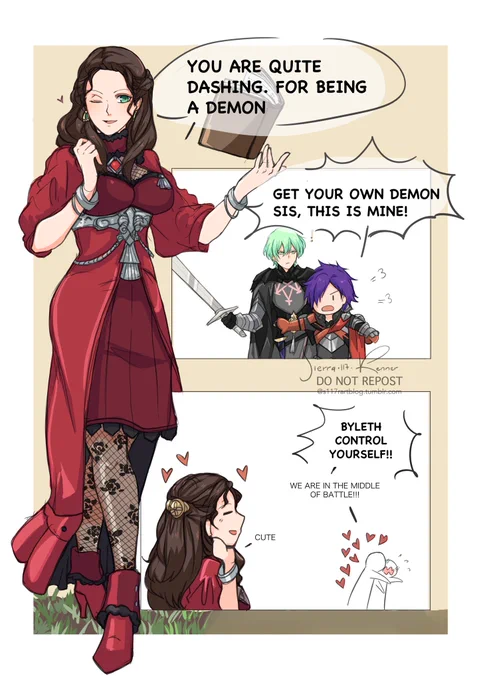 Get your own demon, sis 😂. #FireEmblemWarriorsThreeHopes #shezleth #shez #byleth #dorothea 