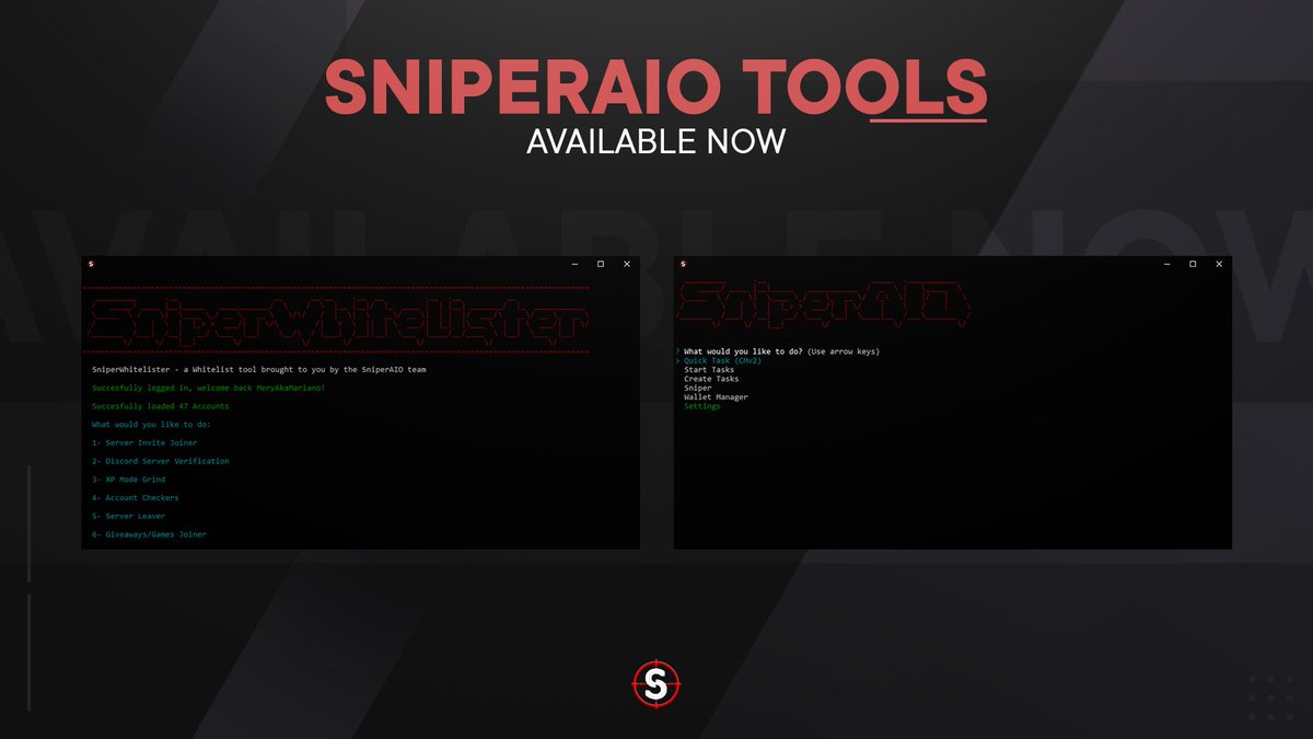 Sniper_AIO's tweet image. Tools are now available. Tester only.

100 Spots - check our Bio

Interact to be eligible for WL. 🔫