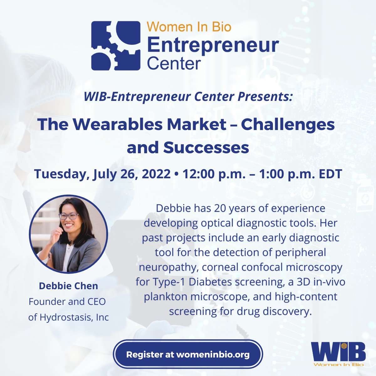 Entrepreneur Debbie Chen will talk about the successes and pitfalls she's experienced in her 20-year career as a diagnostics developer. Hear her perspective as a female scientist founder and how her life experiences have led her to where she is today. 

ow.ly/iheJ50JYzVm